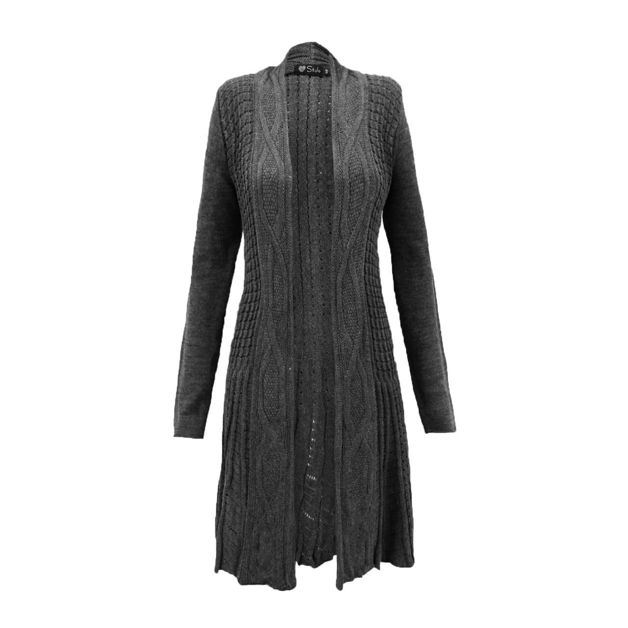 Top Vendor Women's Charcoal Grey Cable Knit Boyfriend Waterfall Granded Long Jumper Cardigan Top Plus Size[16-18,]