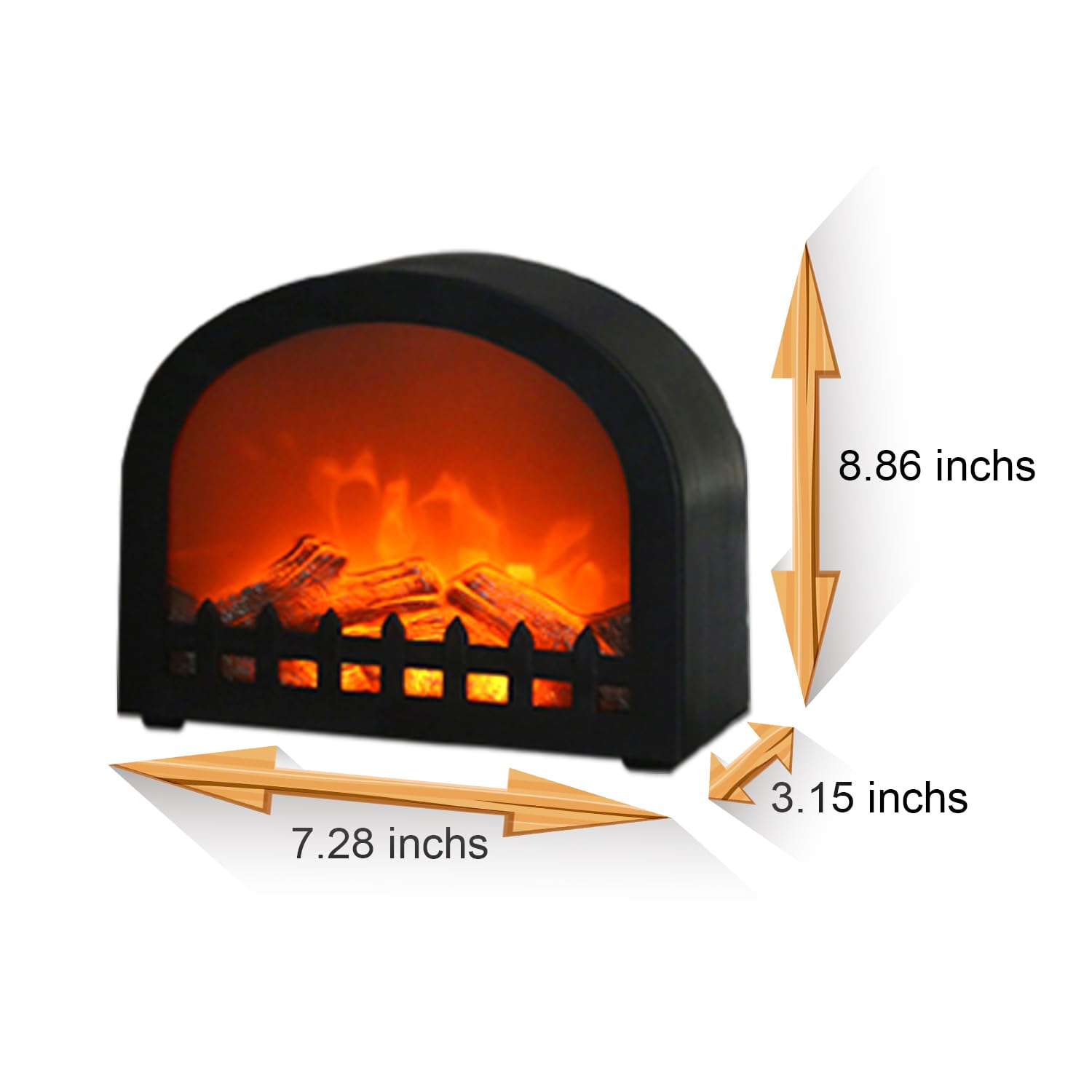 WowWarm - Faroles decorativos para chimenea, pequeña chimenea falsa para interiores y exteriores, lámpara LED con efecto de llama, funciona con baterías/USB (sin función de calentador) 3