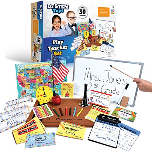 Ben Franklin Toys Play Teacher Role-Play Set Includes Reusable White Board, Bell, Report Cards, for Home or Classroom, Over 30 Pieces Included, Gift for Kids, Complete Set #1