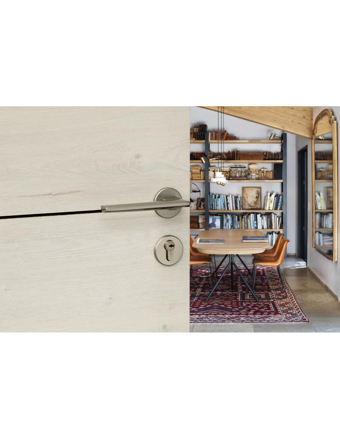 Manilla THIRARD Boston de níquel satinado para puertas interiores - Palancas de aleación - Tornillos de fijación ocultos - Eje de acero de 7 mm - Muelle de retorno