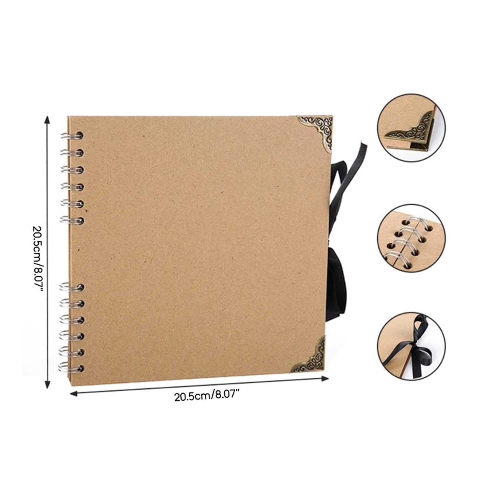 Album Fotografico 60 Pagine Album Fotografico Carta Kraft Portafoto Libro Multifunzione for Album di Foto Scrapbooking Fai da Te Artigianato di Foto(Brown)