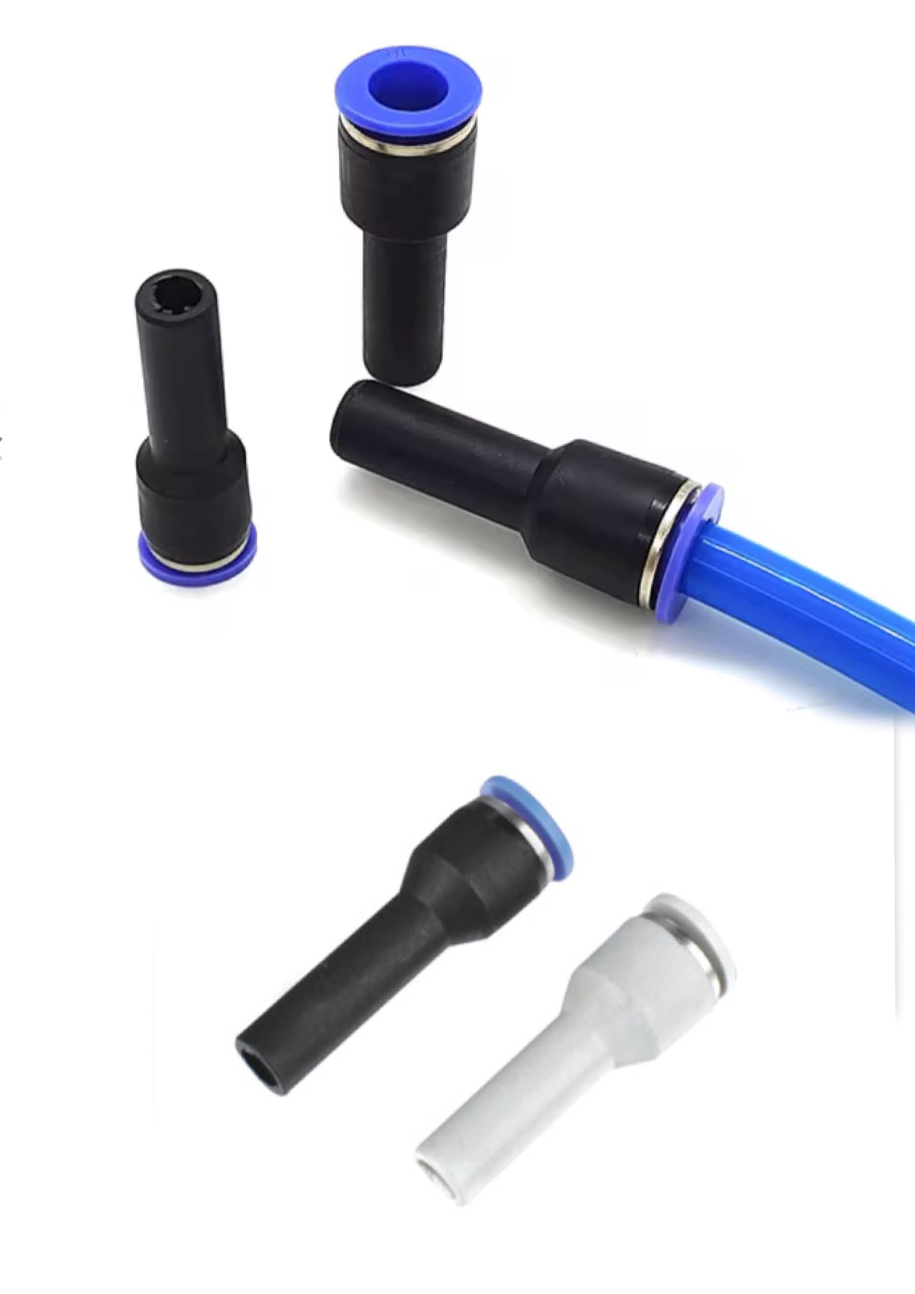 UK CELTD Push Fit Stem Reducers Metric Push in Fittings Reducing Adapter 6mm-4mm / 8mm-4mm (Push Fit 8mm-4mm)