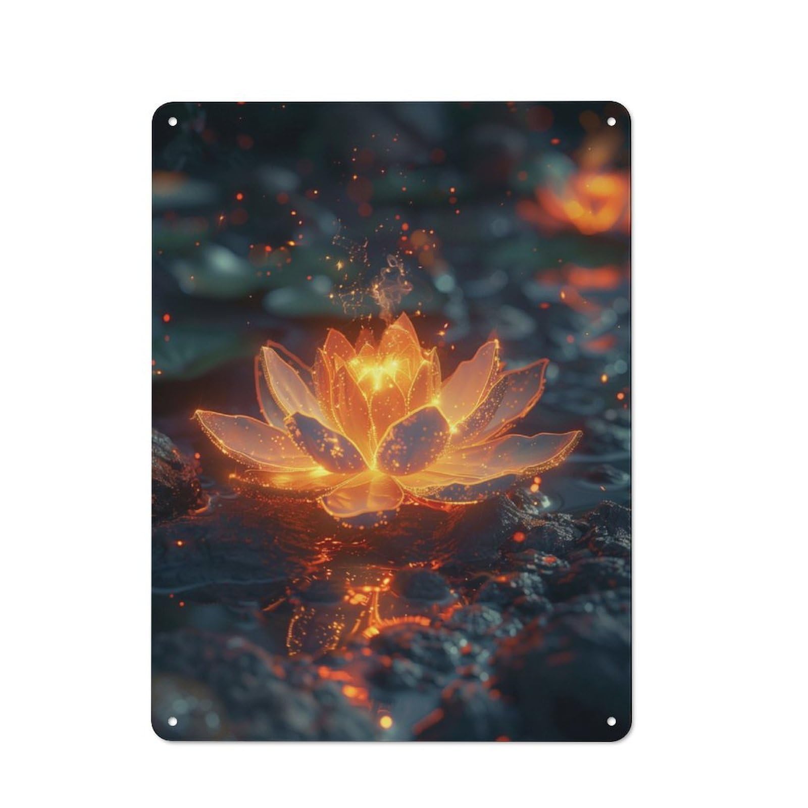 Junmoney Cosmic Bloom Lotus 40X30cm Retro Metal Sign With For Man Cave Or Games Room, Tin Sign Wall Decor For Games Rooms And Man Caves