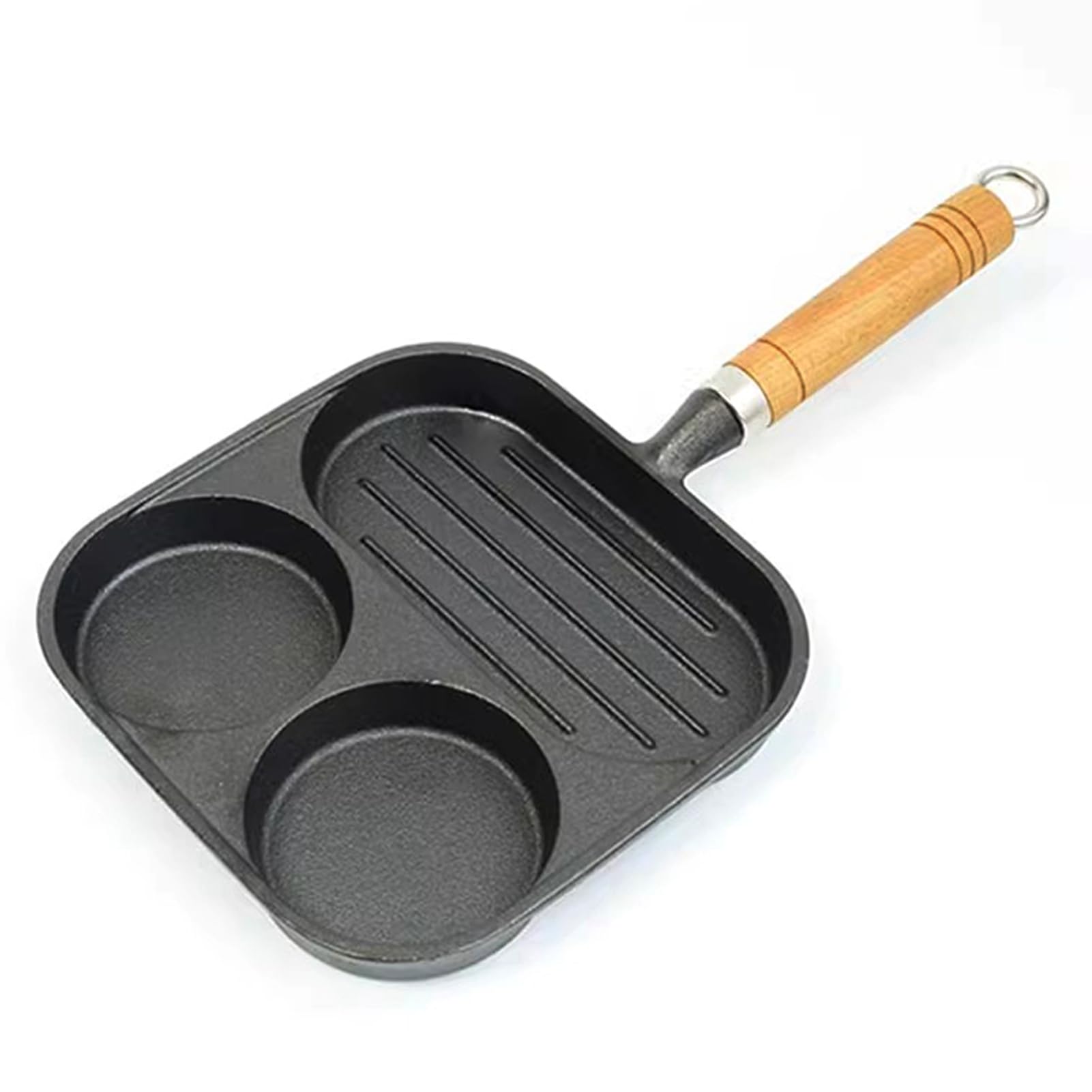 Poêle à griller carrée antiadhésive à 3 sections pour éviter que les aliments ne collent
