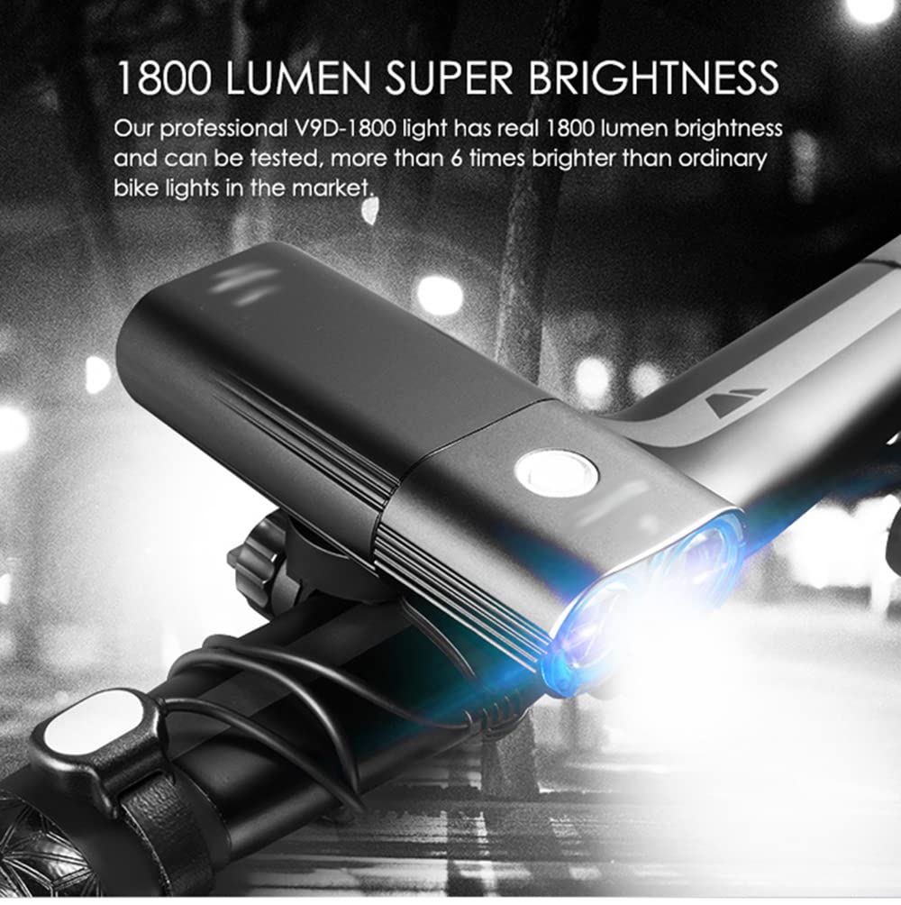 1800 Lumens Bike Światło Przednie Przednie Led Led Usb Ładowne Akumulator Rower Rower Front Akcesoria