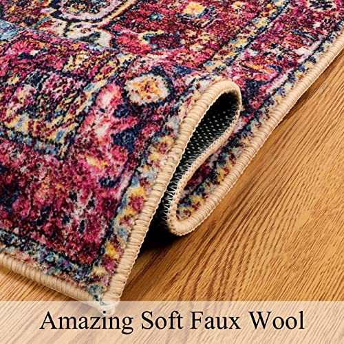 Leevan Boho Runner Rug 2'X6' Oriental Floral Area Rug Traditional Vintage Floor Carpet Bohemian Bedroom Throw Rugs Washable Kitchen Runners Pink Non-Slip Hallway Accent Rug Low-Pile Living Room Rug #TOP5