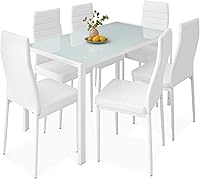 Vista 13 de Best Choice Products 5 piezas Juego de mesa de comedor de vidrio, muebles modernos de mesa de cocina para comedor, dinette, ahorro de espacio