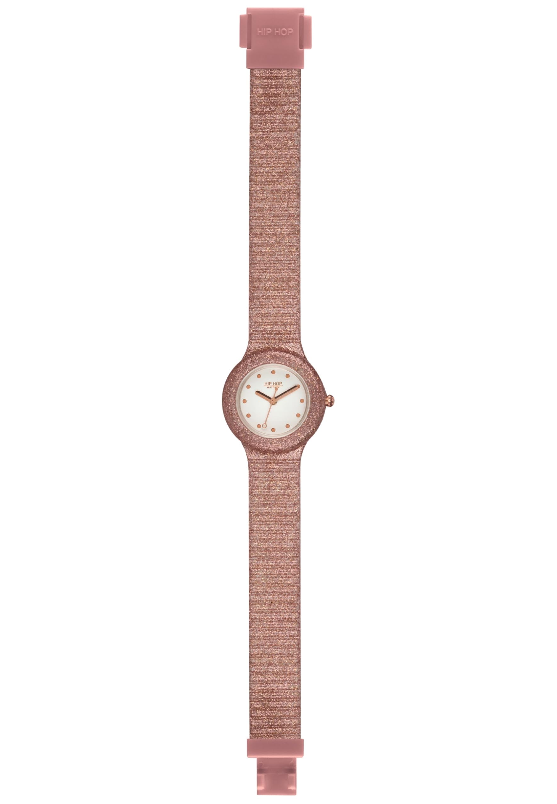 Hip Hop Orologio Solo Tempo Rose Gold Sparkling Mania Per Donna E Bambina Completamente Glitterato In Silicone Morbido Resistente All'acqua HWU0969-image