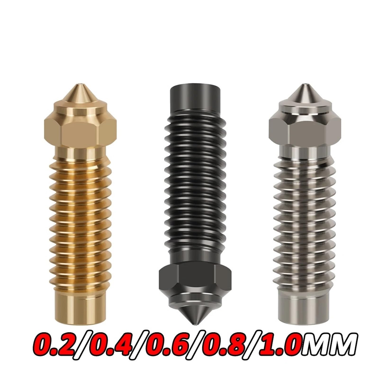 Messing verkupferte Düse aus gehärtetem Stahl, Hochgeschwindigkeitsdüsen, Hotend-Kit(Copper-0.2MM,Pink)