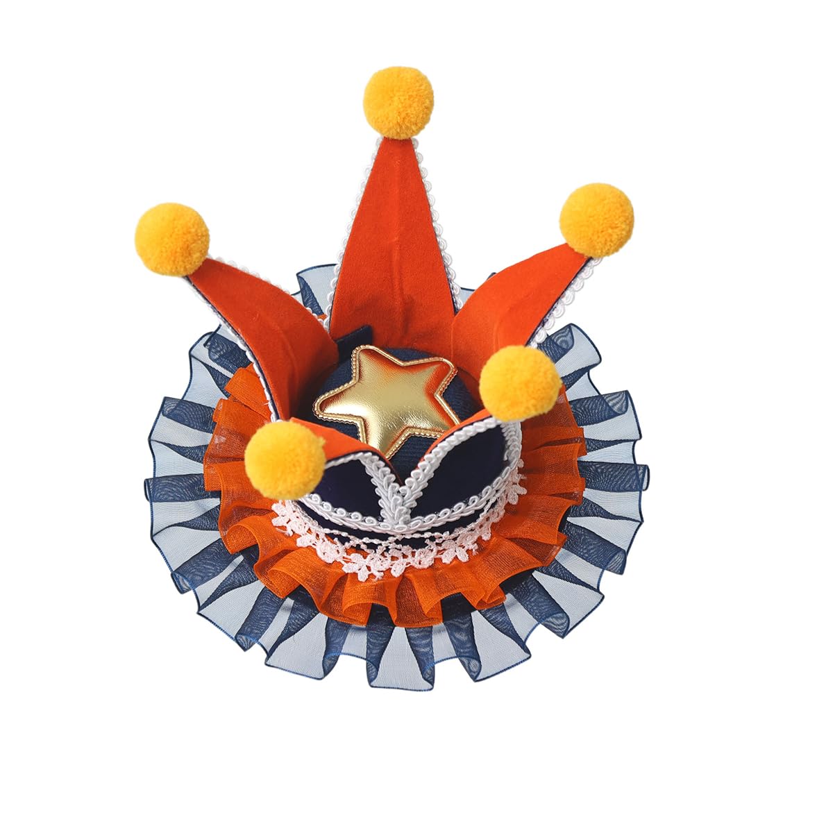 BPURB Women Circus Clown Hat Men Jester Mini Top Hat Lolita Headband Halloween Cosplay Costume for Carnival Christmas Party