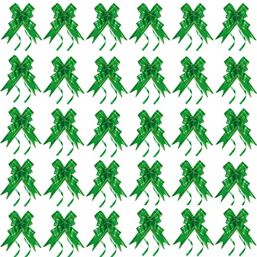 YUDANSI 30pc Lazos Para Envolver Regalos, 5cm Amplio Verde Pequeño Lazos De Cinta Lazos Decorativos Para Navidad, Año Nuevo, Día De San Valentín, Cumpleaños, Decoración De Coche, Cesta