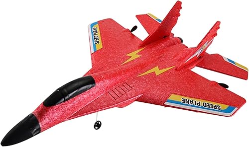 RC - Avión de ala fija anticolisión al aire libre juguete volador a control remoto para niños de 12 años color rojo
