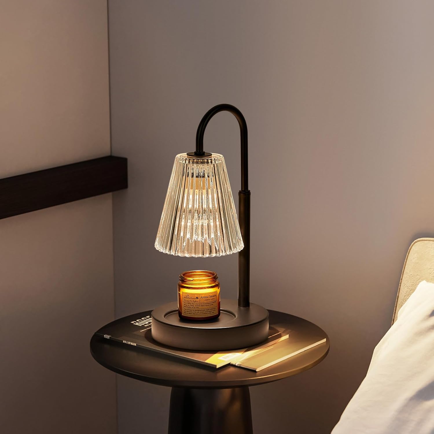 Candle Warmer Lamp, with GU10 Bulb Dimmable Electric Candle Warmer Black for Bedroom Living Room Home Decor