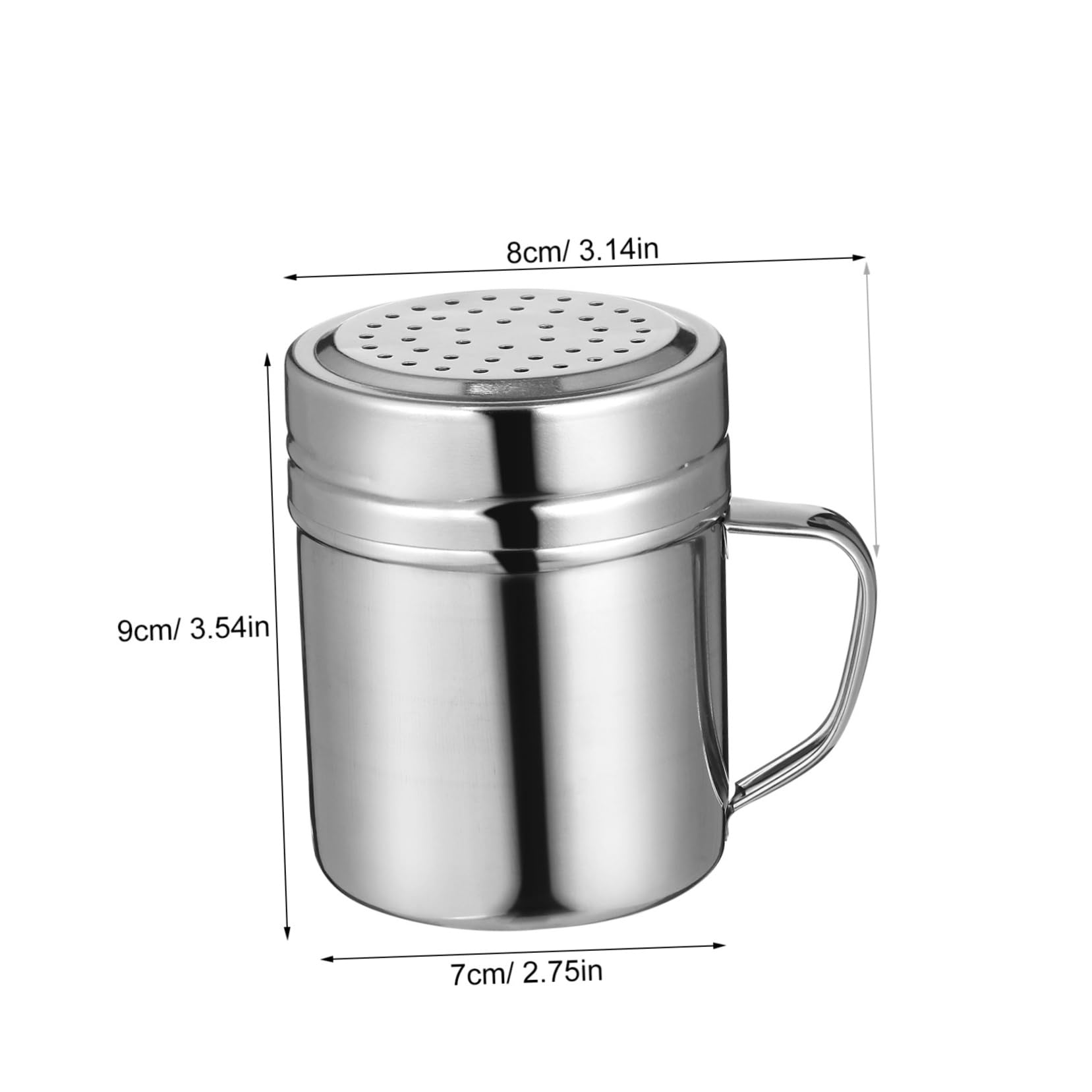 Cabilock 2Pcs Stainless Steel Shaker Flavoring Container with Handle for Home Cafe and Restaurant Use Dishwasher Safe