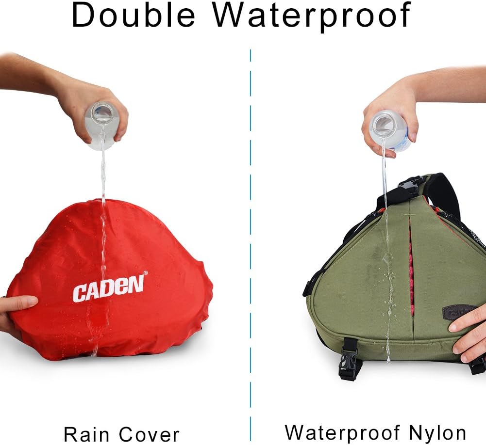 Uр Tо 60% оƒƒ CADeN Camera Bag Sling Backpack Camera Case Waterproof with Rain Cover Tripod Holder, Compatible for DSLR/SLR Mirrorless Cameras (Canon Nikon Sony Pentax) and Accessories Green