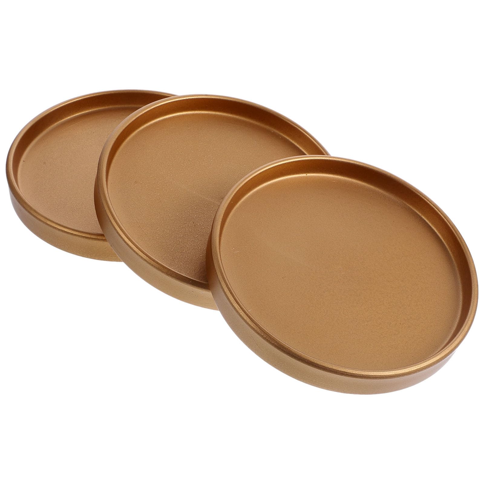 Lot de 3 plateaux ronds en céramique or pour pots de fleurs et jardin