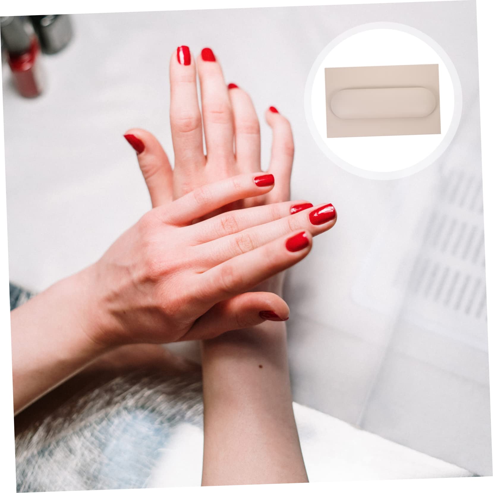 Cuscino Poggiamano per Manicure con Tappetino da Tavolo Khaki | Set 1 Pezzo in Pu e Spugna, Supporto Confortevole per Uso Professionale e Domestico, Facile da Pulire