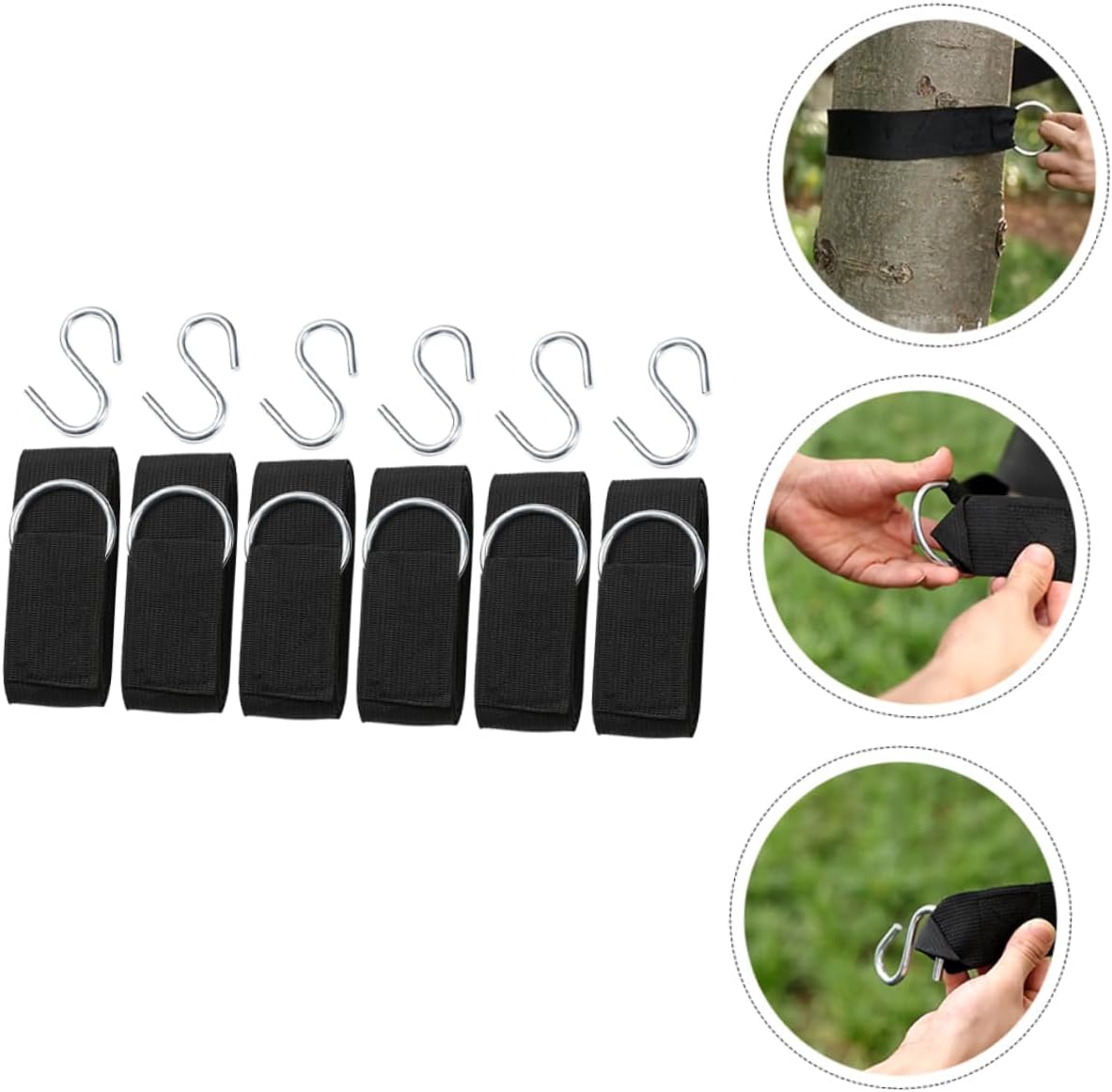 6pcs Hammock Rope Swing Hanging Ropes Straps for Tree Tire Disc Web Swings for Camping Garden Porch Patio