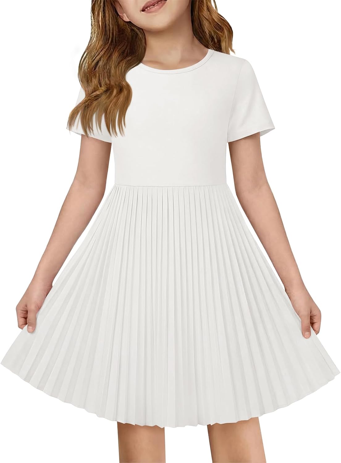 Haloumoning Girls Summer Dress Kids Twirl Skater Dresses 5-14 Years