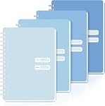 A5 Spiral Notebook 4 Pack - PP Hardcover Coil Notebook with Soft Coil, 8 x 5 Spiral Notebook Journal College Ruled 140 Lined Pages, Assorted Green