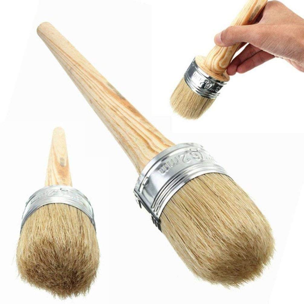 Artibetter Large Round Paint Wax Brush with Natural Bristles for Furniture Painting and Stenciling 9.84In Ergonomic Handle for Smooth Finish