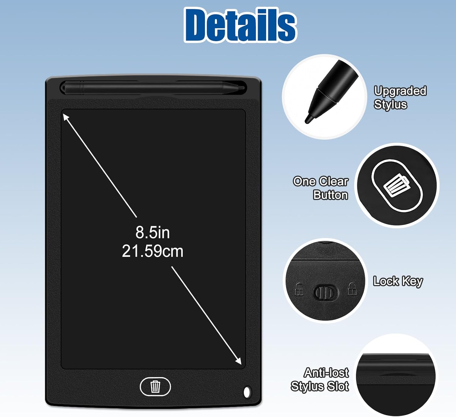 LCD Writing Tablet, 8.5" Reusable Doodle Board, LCD Writing Tablet for Kids Bulk 20 Pack Drawing Pad for Kids Writing Tablets for Class Learning Office Memo Taking Note for 3+ Years
