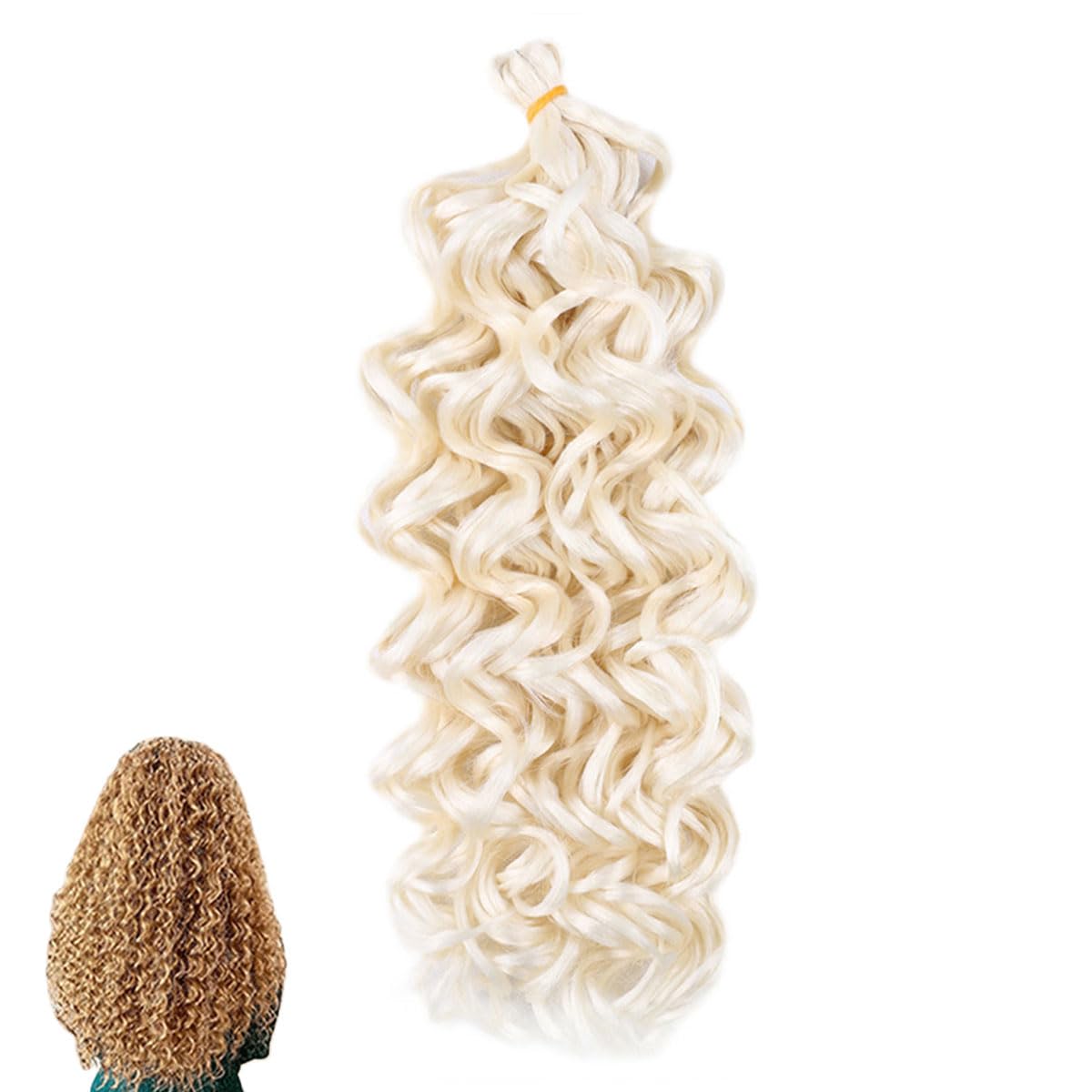 Traziewell Hair Extensions Curly Pre Stretched Braiding Wave Synthetic High Temperature Fiber Crochet Blonde Hair Extensions, 1122