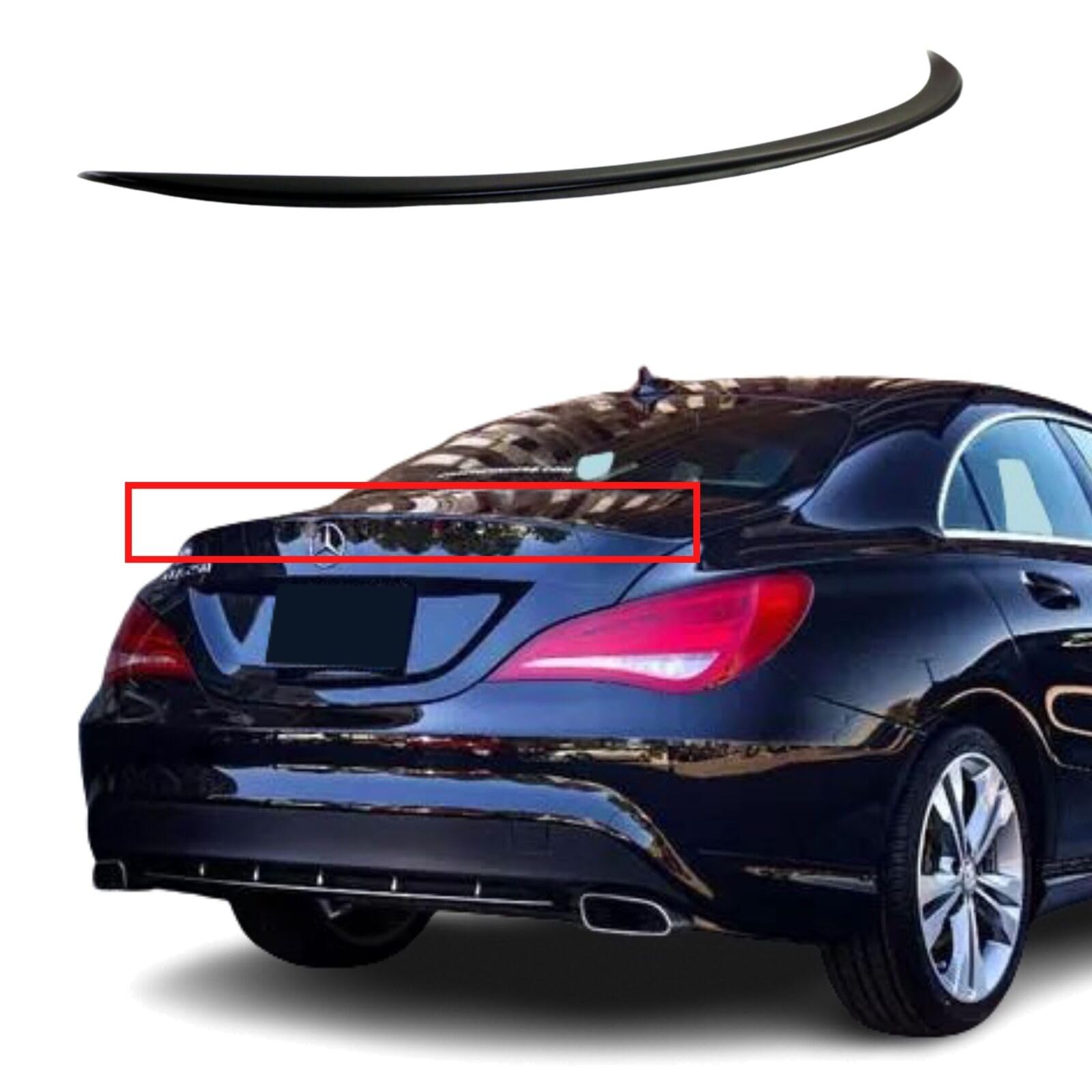 FLY DESIGN Alerón trasero para Mercedes CLA Clase 117 C117 W117 W117 Negro Brillo
