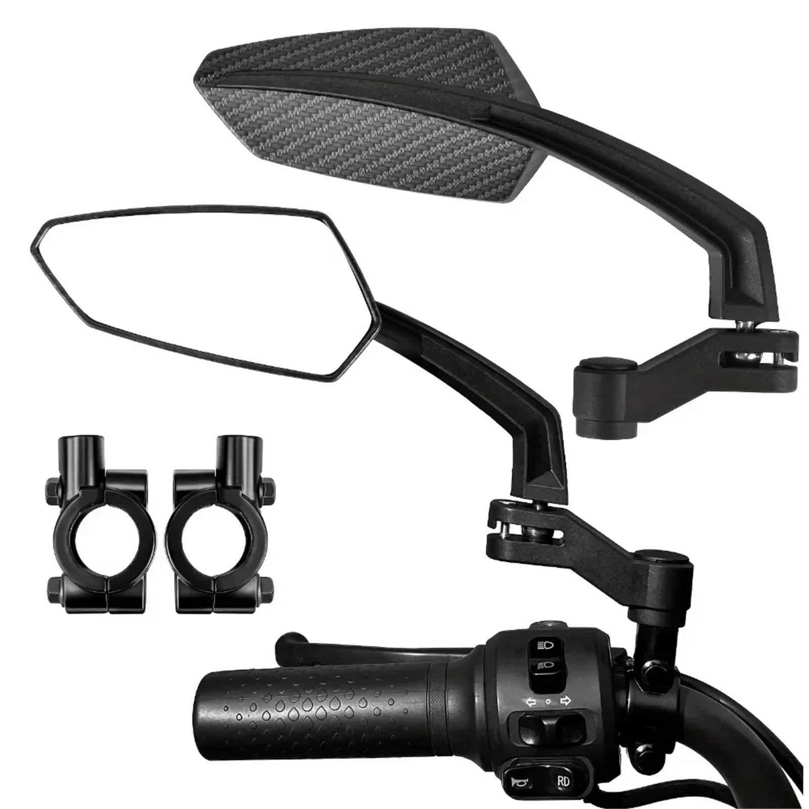 Mini Fahrradlenker Spiegel Universal Bike Handlebar Mirror, Wide Angle Safety Glass for Bicycle & E-Bike