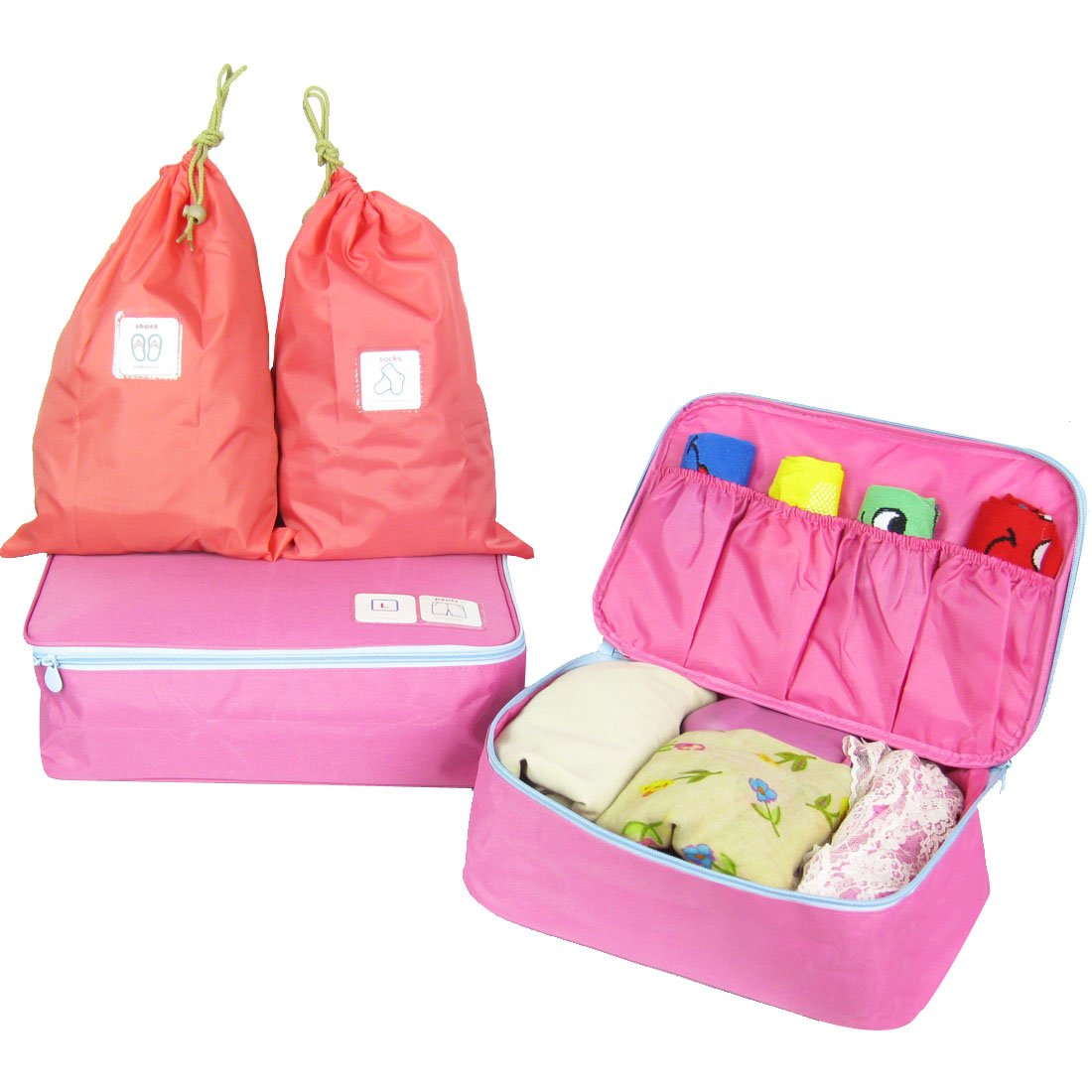 MyKazoe Travel Storage Packing Organizers - Set of 4 (Pink)