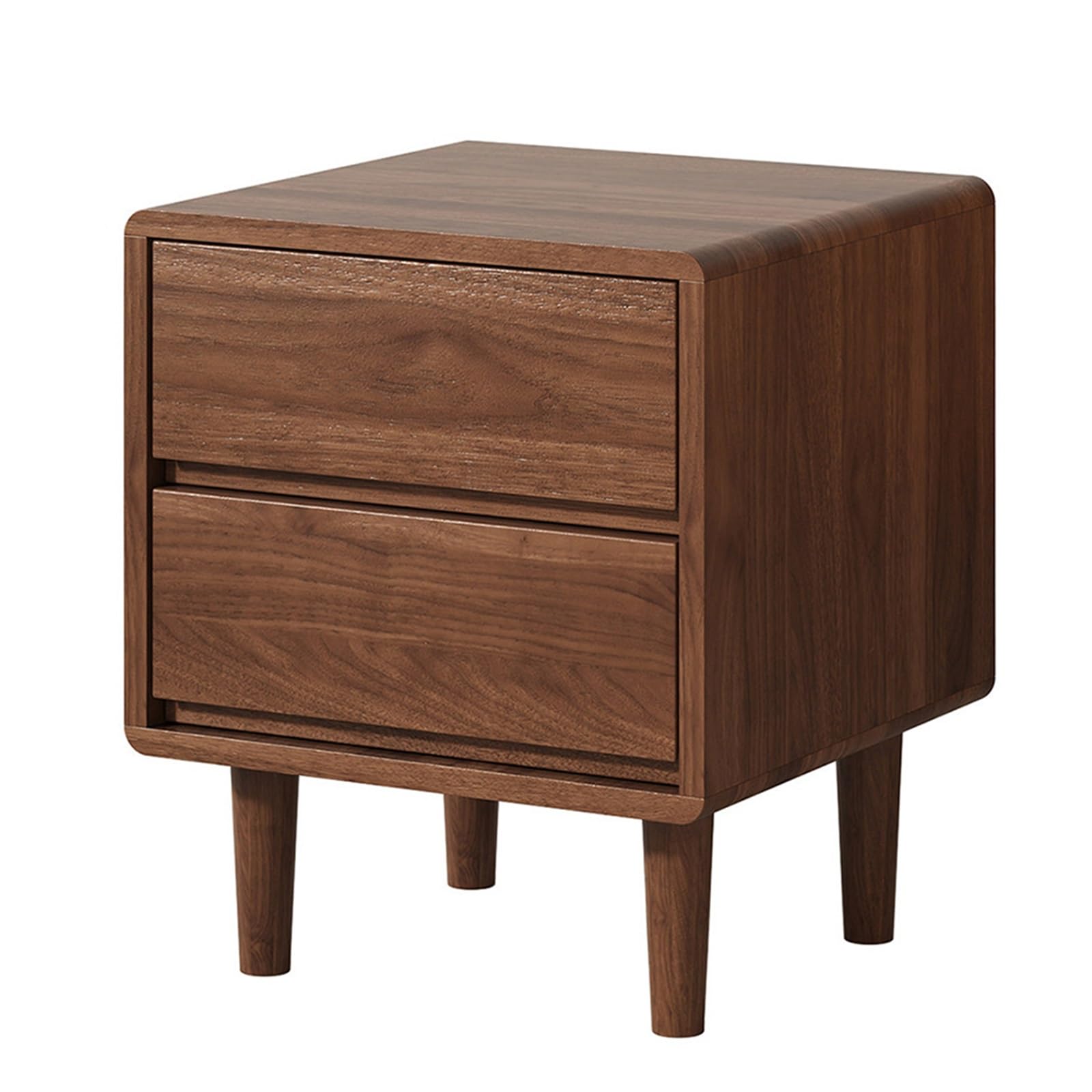 SXZenSpace Solid Wood Nightstand with 2 Drawers Farmhouse Bedside Tables for Bedroom Apartment or Small Spaces(Brown)