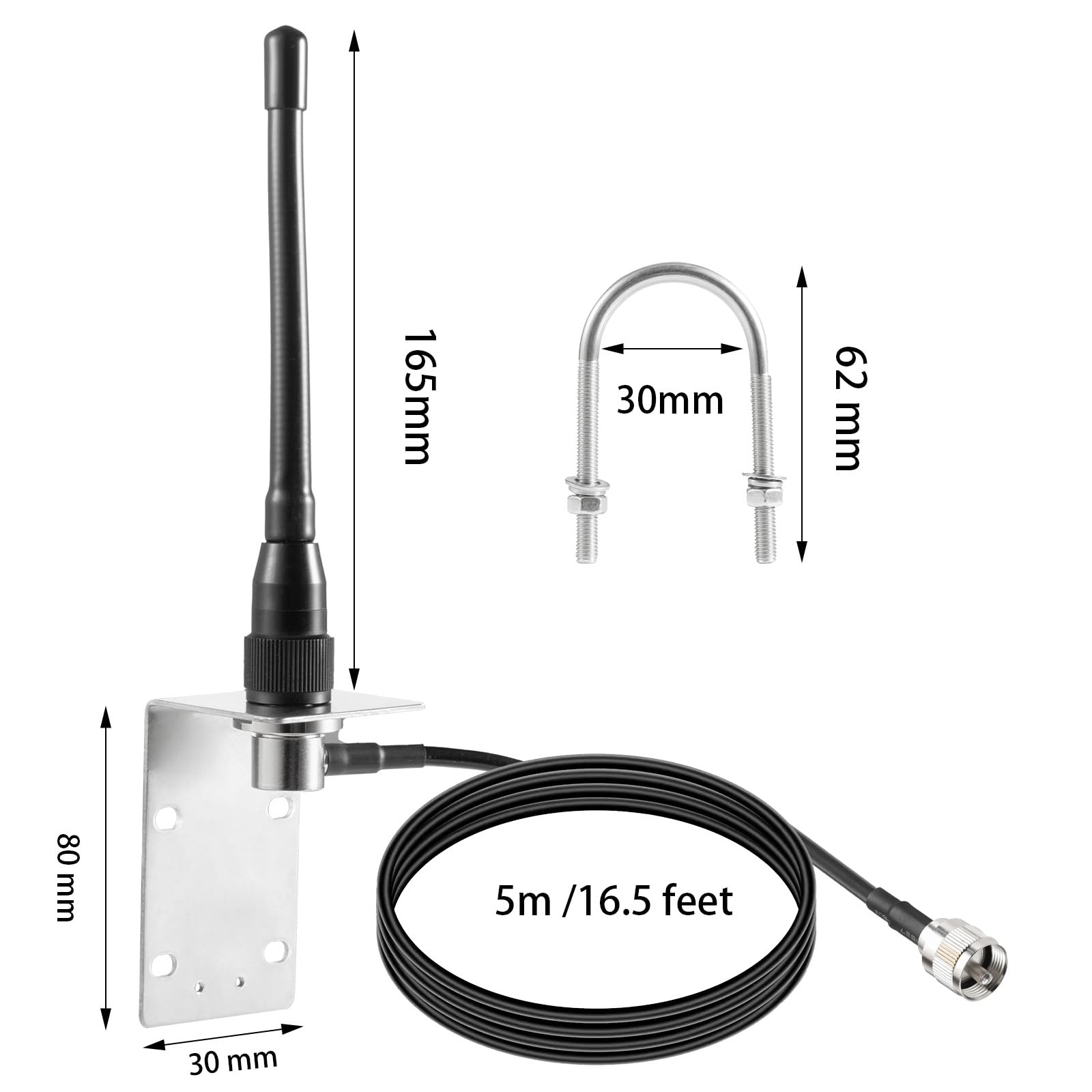 Antenne marine VHF 1050mm Antenne radio en fibre de verre 156-163MHz