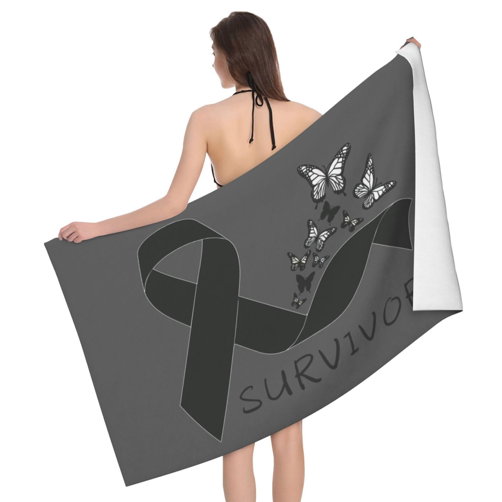 HLBSDM Microfiber Melanoma & Skin Cancer Survivor Beach Towel Quick Dry Soft Sand Free Beach Towels for Pool Swim Beach Lightweight Thin Towels