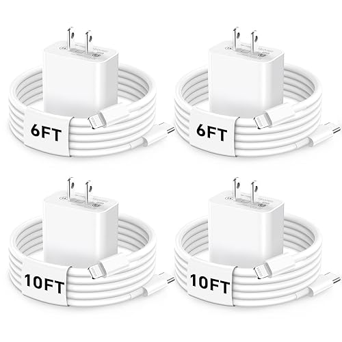 Miniatura 8 de Compatible con cargador de iPhone de 6/10 pies, carga rápida, paquete de 20 W, PD tipo C, bloque de carga rápida y cable de carga rápida compatible