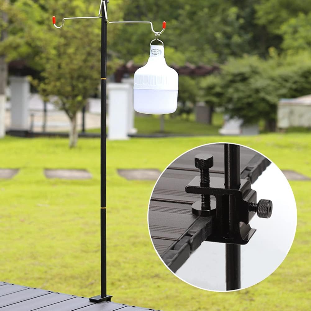 EKDJKK Folding Lamp Pole for Camping Table Lantern Stand Portable Lightweight Aluminum Alloy Lantern Pile Driver for Outdoor, Hiking, Picnic, Traveling, Fishing, BBQ(Black) : Tools & Home Improvement