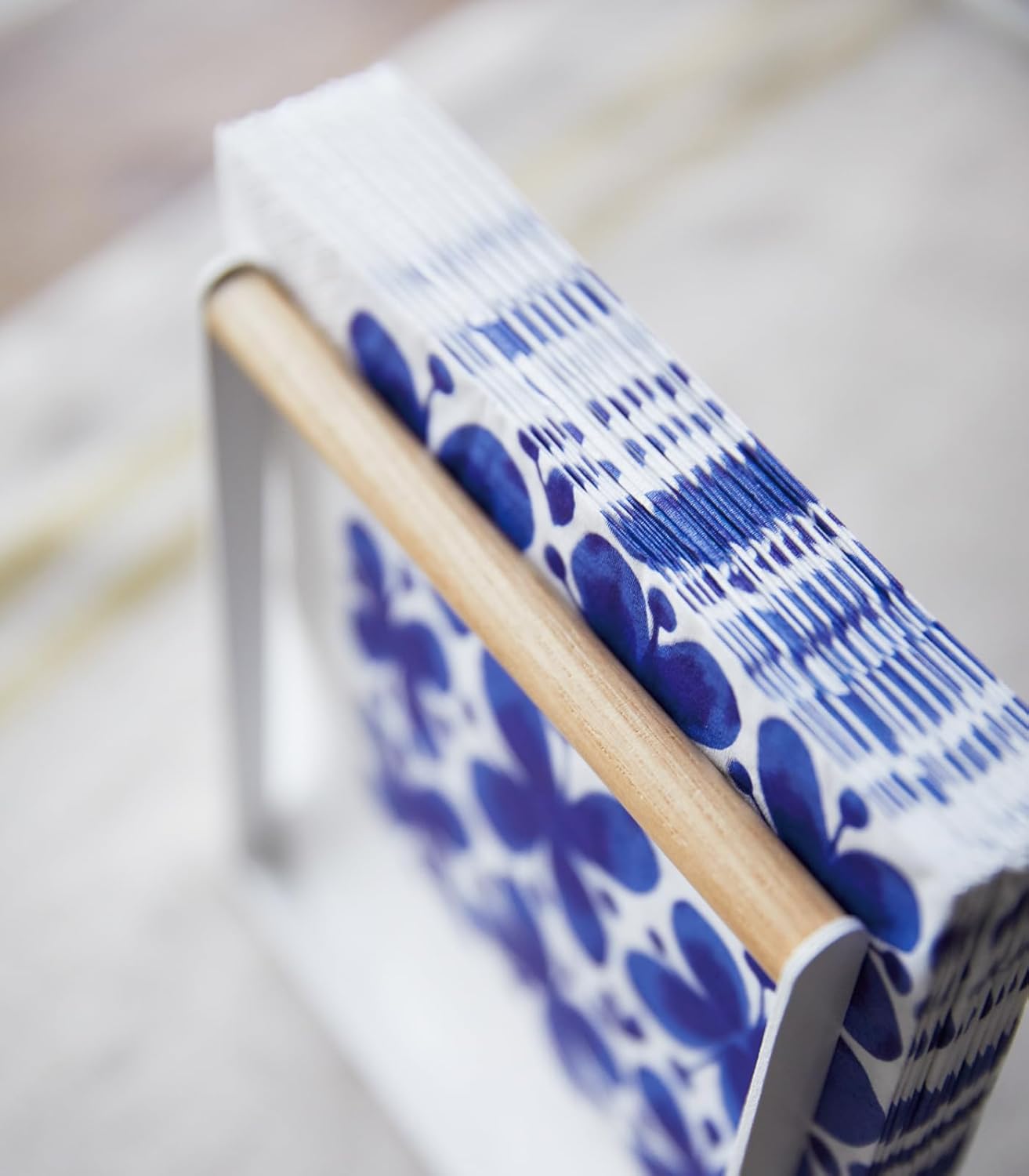 White and Wood Modern Napkin Holder
