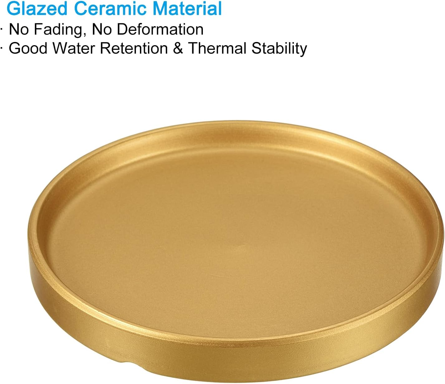 PATIKIL Plant Pot Saucer 6 Inch OD, 3 Pack Ceramic Round Flower Drip Tray for Indoor Outdoor, Golden