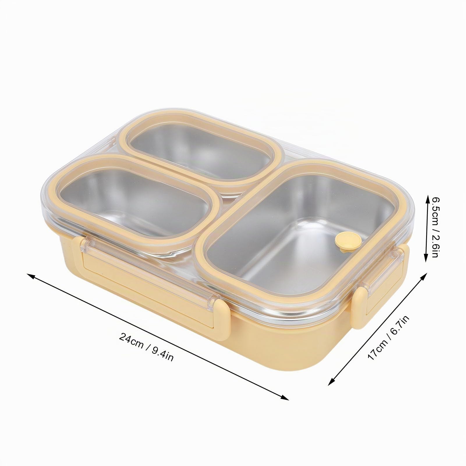 Ejoyous Lunch Box in Acciaio Inox, Lunch Box per Bambini con Scomparti, a Prova di Perdite, Box Riscaldato per Picnic, Scuola, Lavoro, 1200 Ml (YELLOW)
