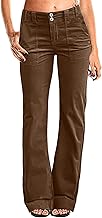 Flamingals Women's Wide Leg Pants for Women Mid Waist Dress Flare Straight Leg Corduroy Pants Workout Jeans Trendy