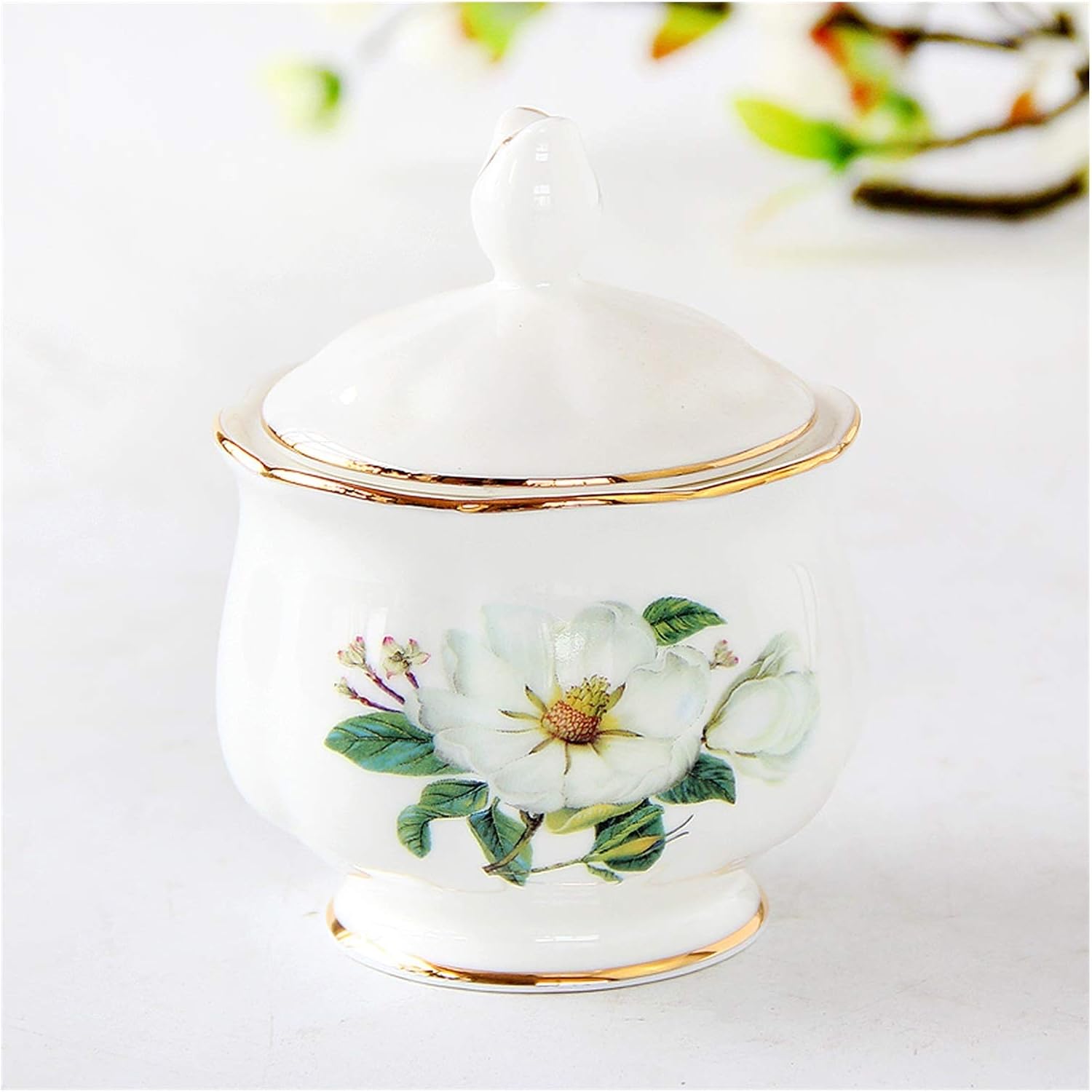 Sugar Bowl Sugar Bowl with Lid Dustproof Retro Sugar Bowl Cube Sugar White Sugar Tea Can Good Companion for Afternoon Tea Coffee Sugar Pot/Sugar Canister,D