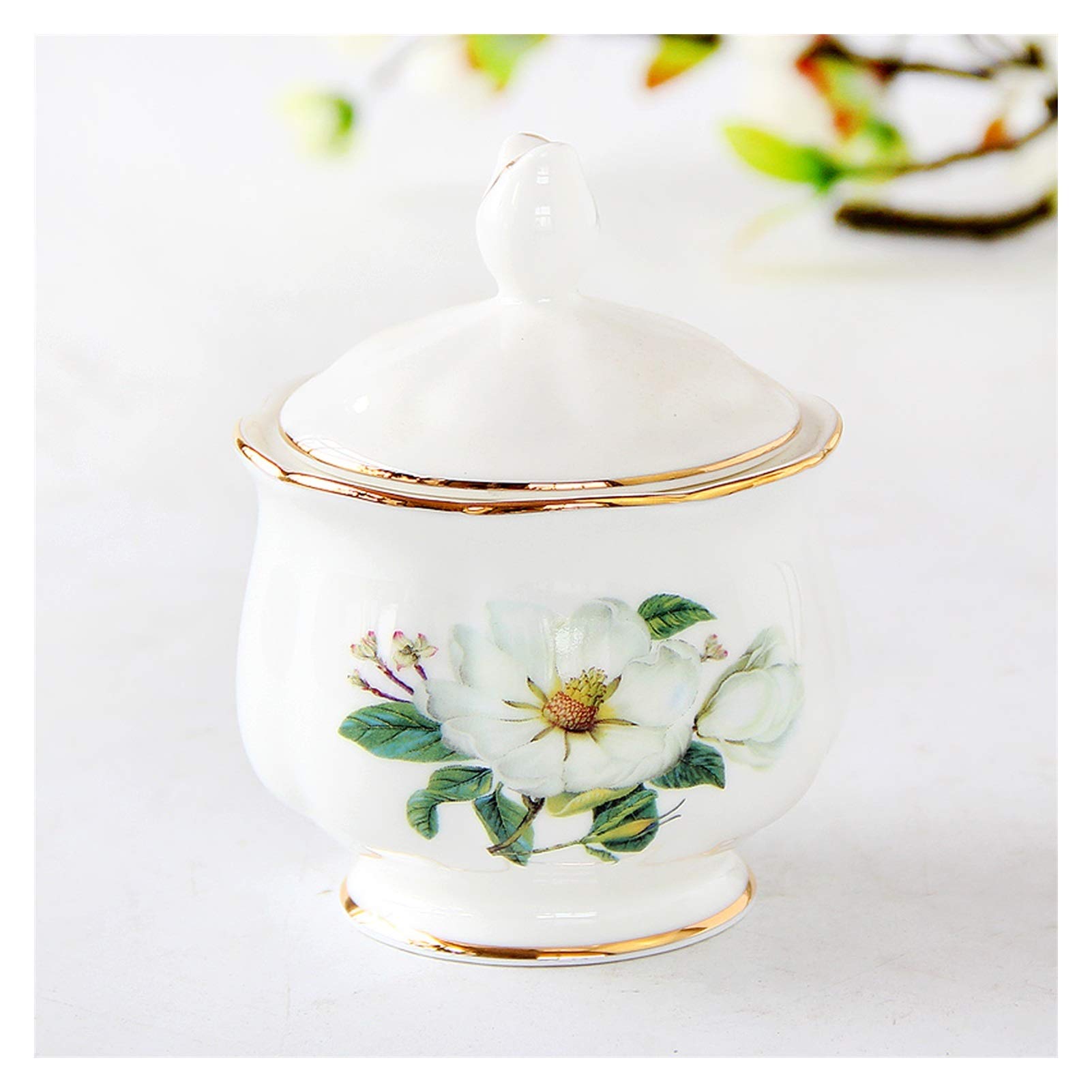Pot de Sucre Sugar Bowl avec Couvercle Anti-poussière rétro Cube Cube Sugar Blanc Thé de Sucre Peut être Bon Compagnon for Le café du thé de l'après-midi Bol à Sucre (Color : C)