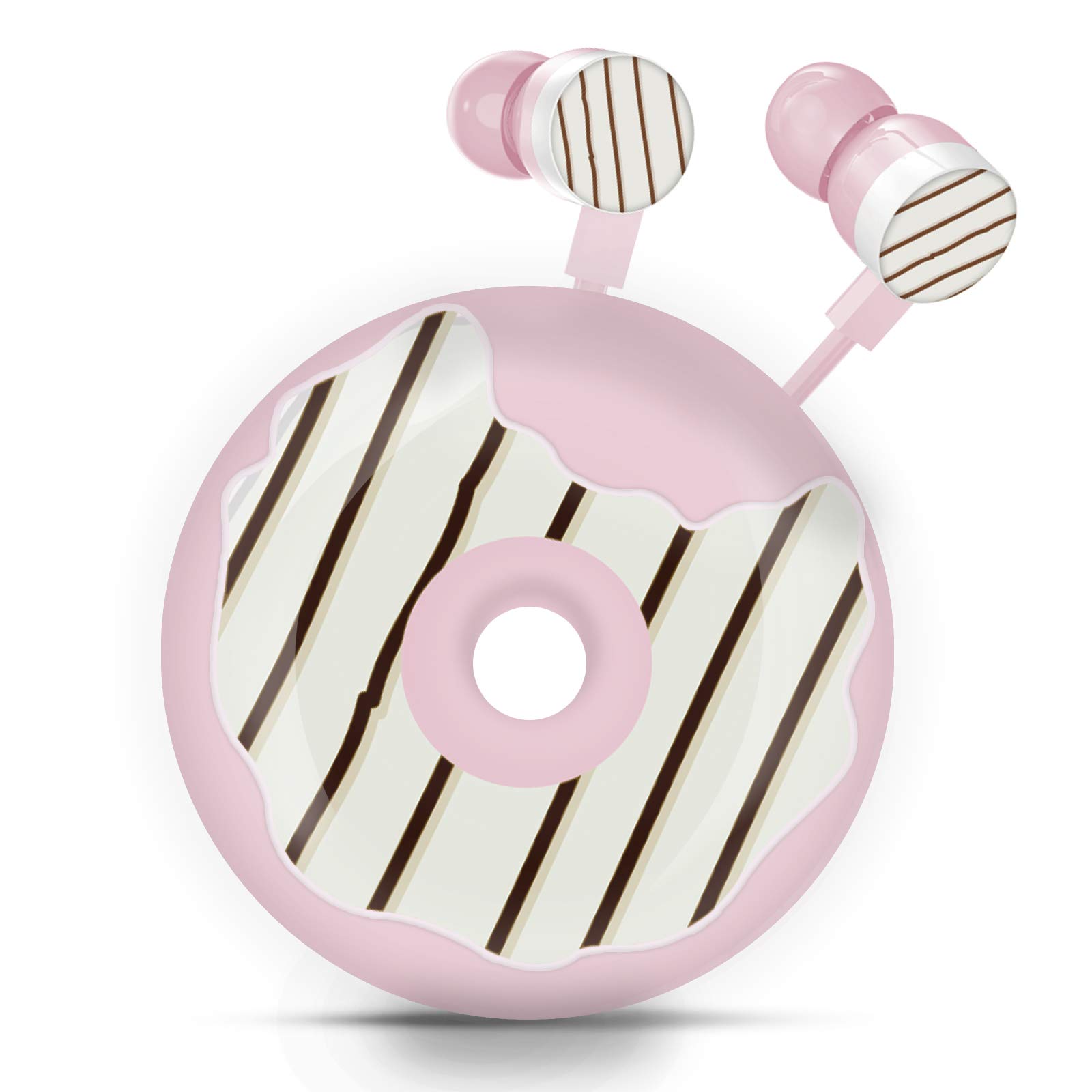 QearFunDonut Earbuds for Kids, Cute Earbud & in-Ear Headphones Wired Gift for School Girls and Boys with Microphone and Lovely Earphones Storage Case