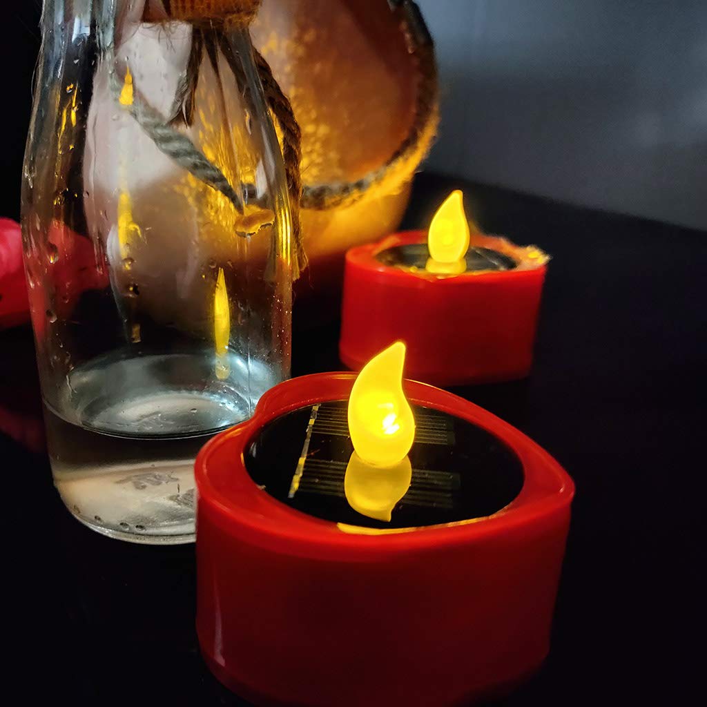Lampada elettronica a LED a forma di cuore a forma di luce alimentata solare senza fiamma