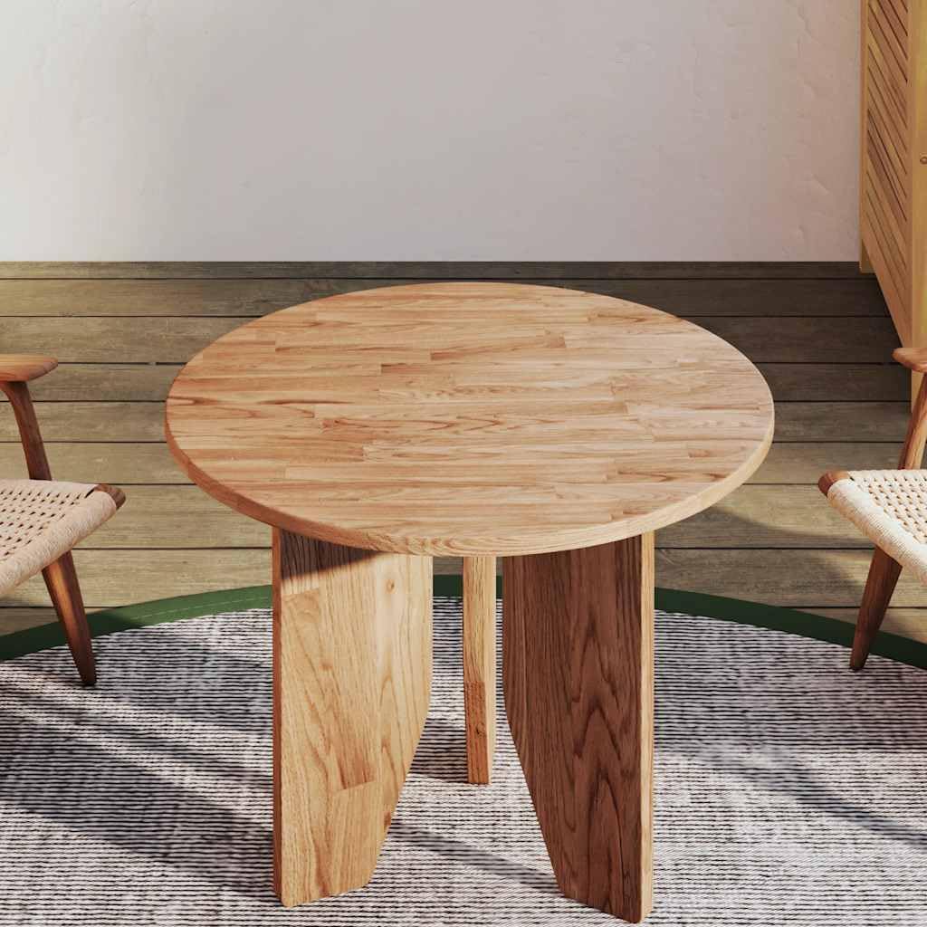 vidaXL Piano Tavolo, 50 cm Diametro x 1,5 cm Spessore, Legno Massello di Quercia Verniciato, Non Assemblato, Marrone Chiaro, Rotondo, Sostituzione Tavolo da Pranzo per Cucina