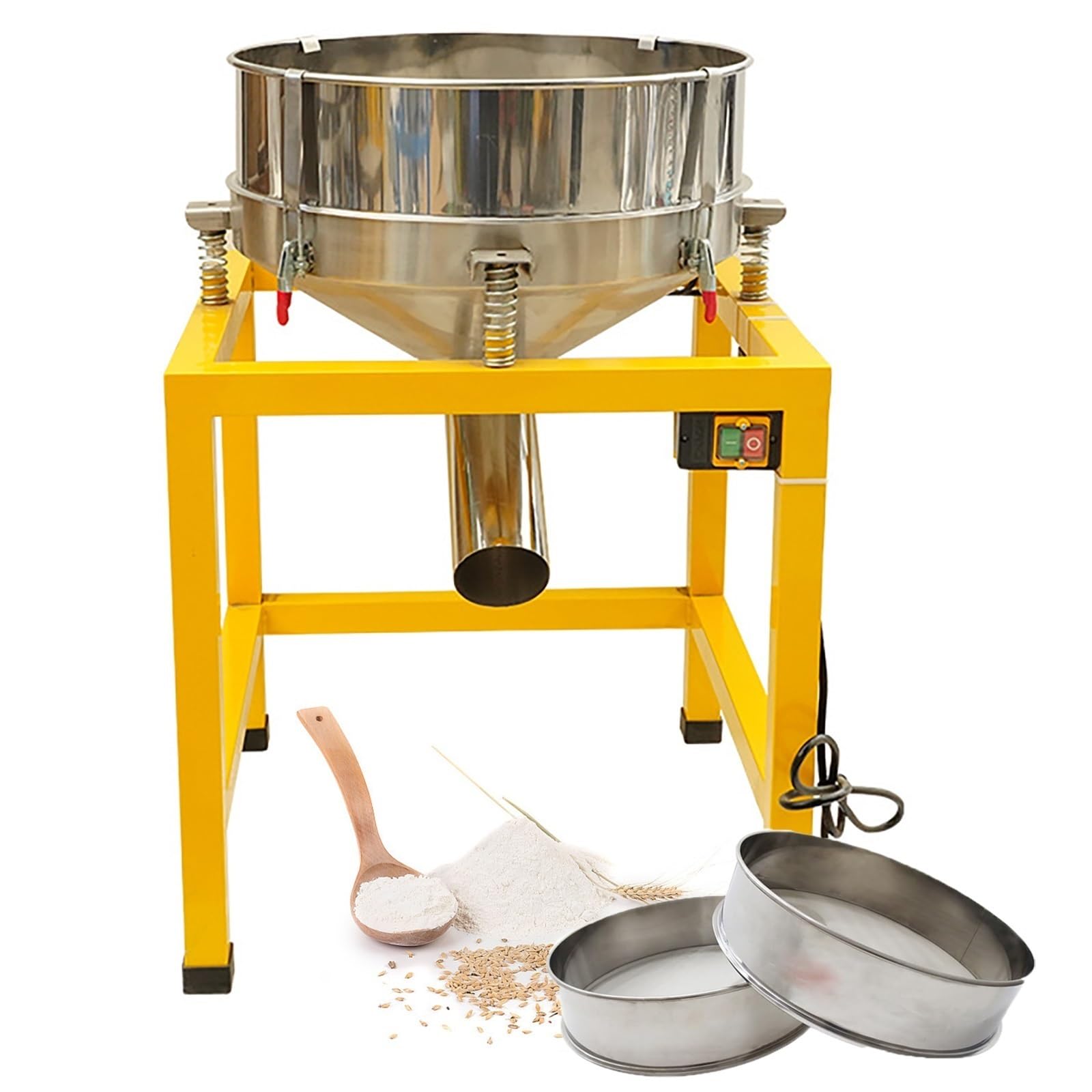 Automatic Powder Sifter Machine, Electric Flour Sifter, 50W/70W Stainless Steel Commercial Sieve Shaker Vibrating Machine, with 40 and 100 Mesh, for Granule Powder Grain(50W)