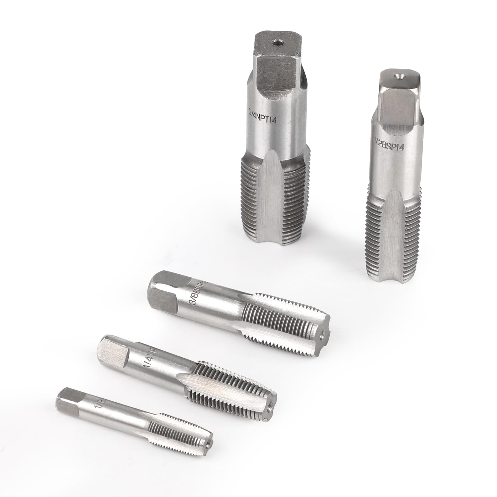 SWAWIS 5 Pezzi Maschi per Filettatura 1/8" 1/4" 3/8" 1/2" 3/4" per Tubi Idraulici