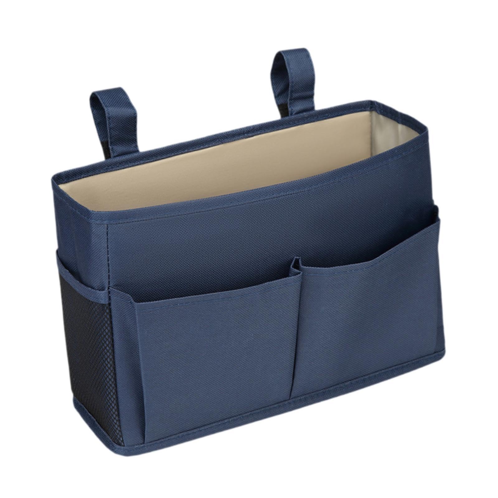 Amagogo Bedside Aufbewahrungskorb Bett Organizer Hängetasche mit Mehreren Taschen Aus Leinen Und Baumwolle für Laden Wohnung Büro Kinderzimmer Schlafsaa, Navy Blau