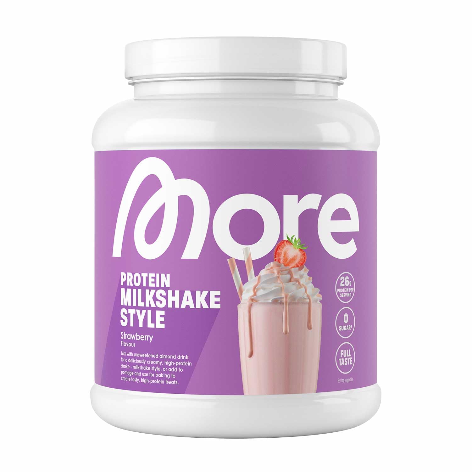 More Protein Milkshake, Strawberry, 600g, 1.32 lbs, 20 Servings, Mix of whey Concentrate and Casein, Ideal for Building and maintaining Muscle, with lactase – Made in Germany