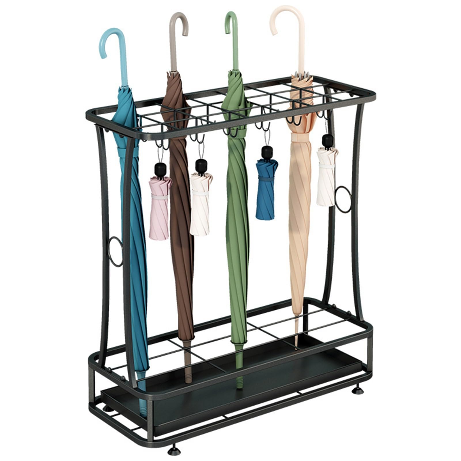DFGHNBVC Industrial Umbrella Stand With 21 Slots 24 Hooks, Free-Standing Holder With Removable Drip Tray, Perfect For Office Hotel Nization