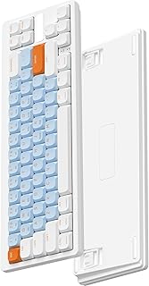 MAMBASNAKE×AJAZZ AKL680ワイヤレスメカニカルキーボード 軽量 2モードBluetooth&2.4G無線接続 高速応答ゲーミングキーボード 68キー ボール型キーキャップ 単4形乾電池駆動 HUANO茶軸(ローキースイッチ) WIN/MAC/IPAD/ANDROID対応【技適認証取得】― ホワイト(ローキー茶軸)